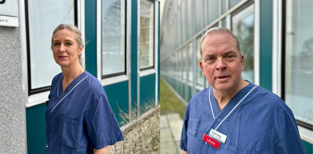 Marika Möller, specialist neuropsykologi och docent samt Kristian Borg, överläkare och professor. Foto: Marianne Lagerbielke, Danderyds sjukhus.